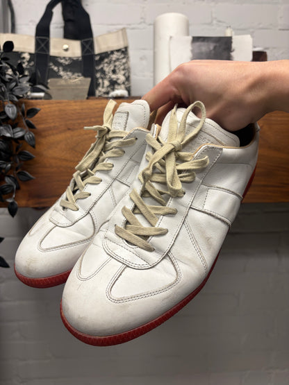 Maison Margiela ‘G.A.T.’ White Leather/Red Sole Low Top Sneakers