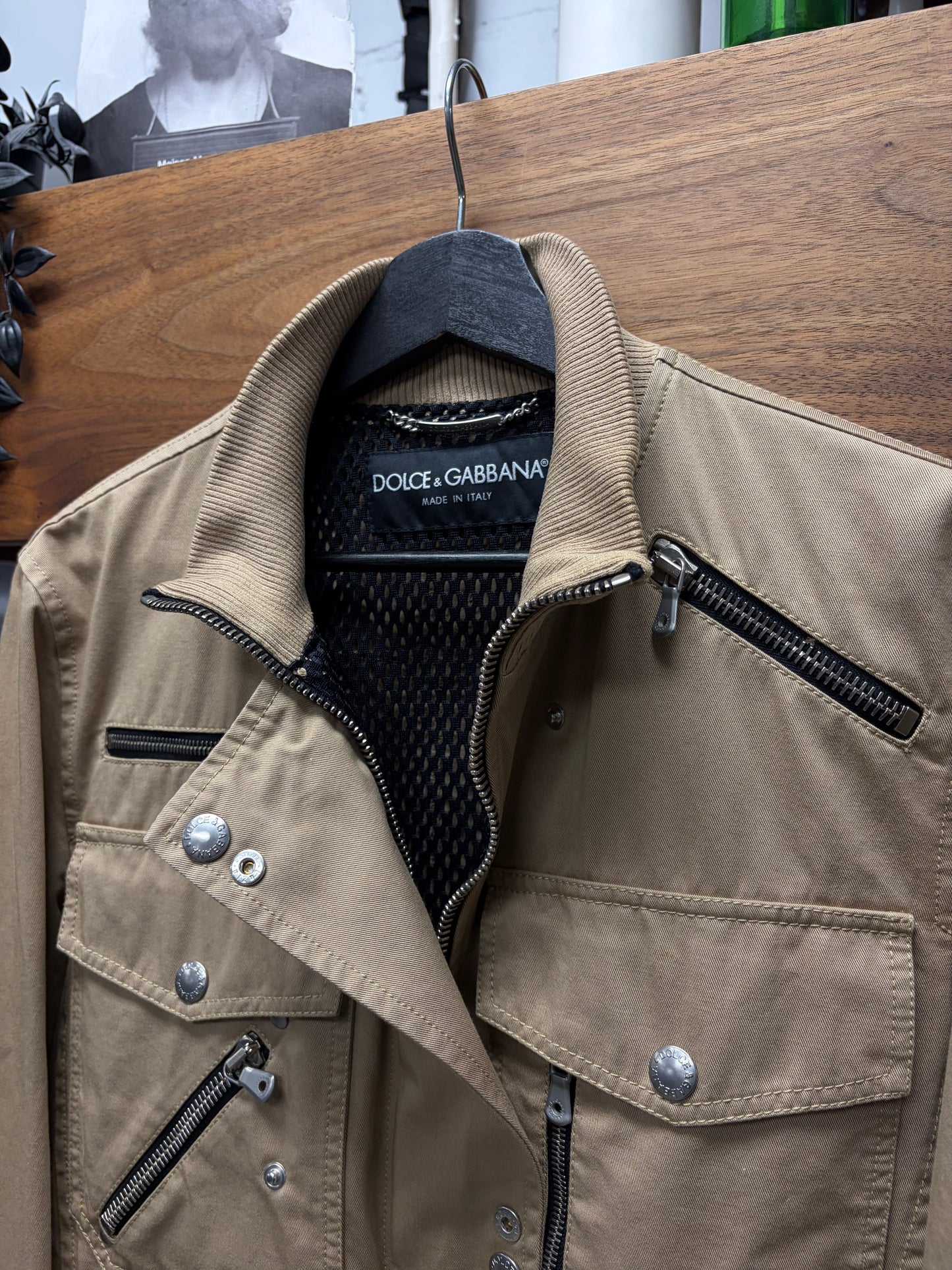 2000s Dolce & Gabbana Mainline Multi Zip Cargo Jacket with Mesh Interior Liner