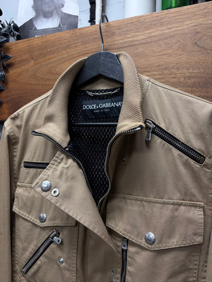 2000s Dolce & Gabbana Mainline Multi Zip Cargo Jacket with Mesh Interior Liner
