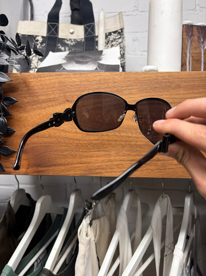 2000s Gucci Black ‘Horsebit Belt’ Oval Shape Sunglasses