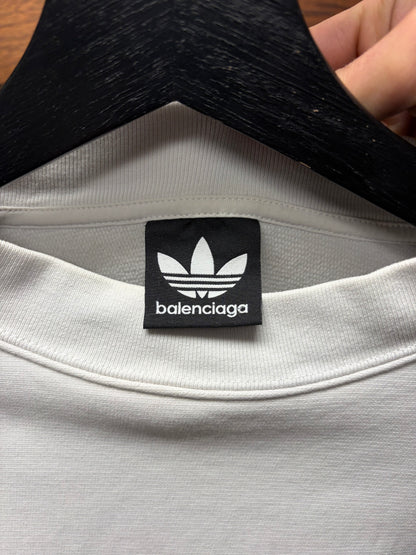 SS2022 Balenciaga x Adidas Embroidered Logo White Sweatshirt