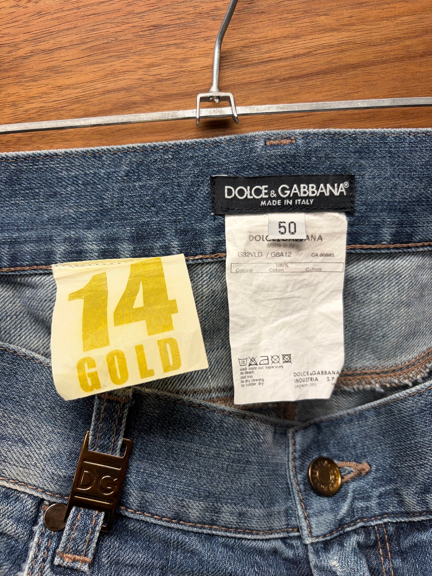 Dolce & Gabbana Mainline ‘Zebra’ Pony Hair Patch D&G Logo Washed Blue Jeans