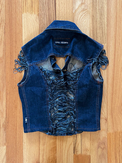 Vintage Jean Paul Gaultier Fringe Deconstructed Denim Vest