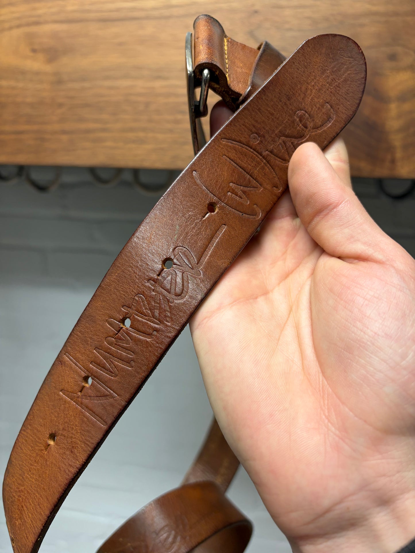 Number (N)ine by Takahiro Miyashita Brass/Brown Leather Belt