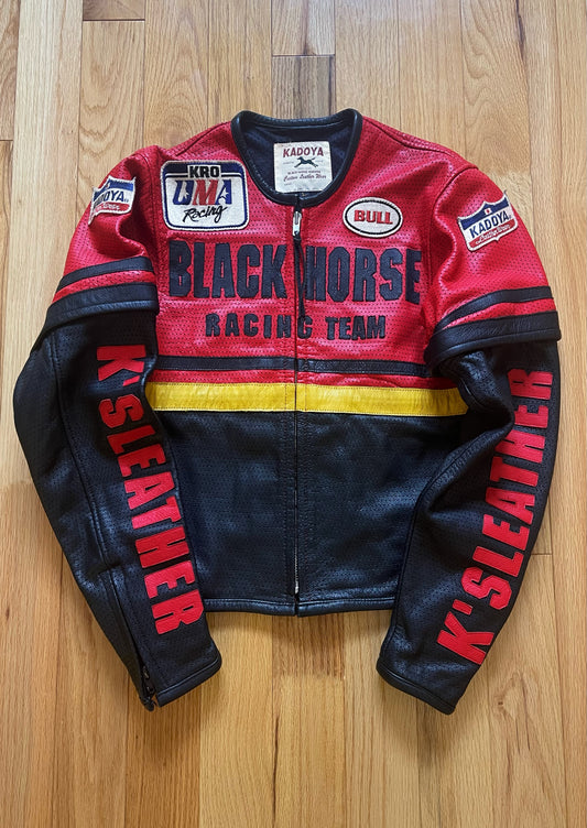 Kadoya K’s Leather ‘Blackhorse Racing Team’  Armored Leather Moto-Biker Jacket