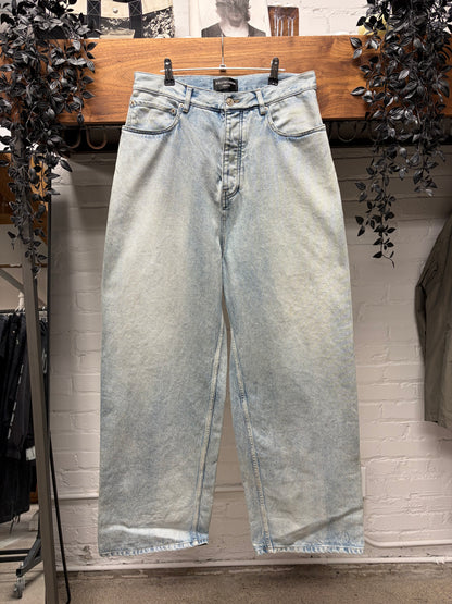 SS2024 Balenciaga ‘Size Sticker’ Dirty Blue Baggy Denim
