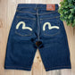 Evisu No3 Selvedge Gull Logo Denim Shorts