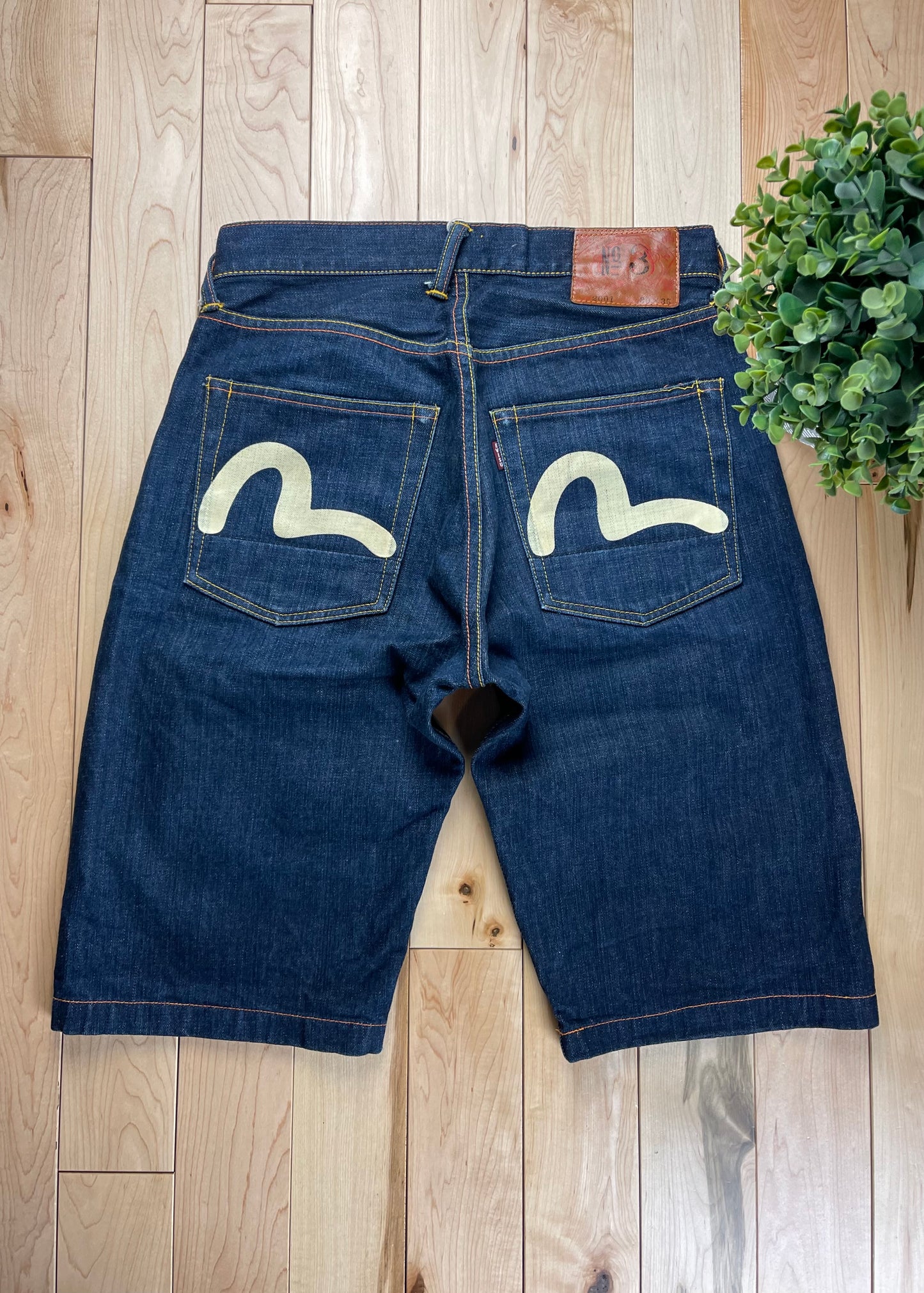 Evisu No3 Selvedge Gull Logo Denim Shorts