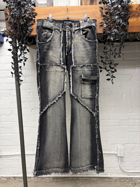 No Faith Studios ‘003 Stone Wash’ Flared Leg Denim