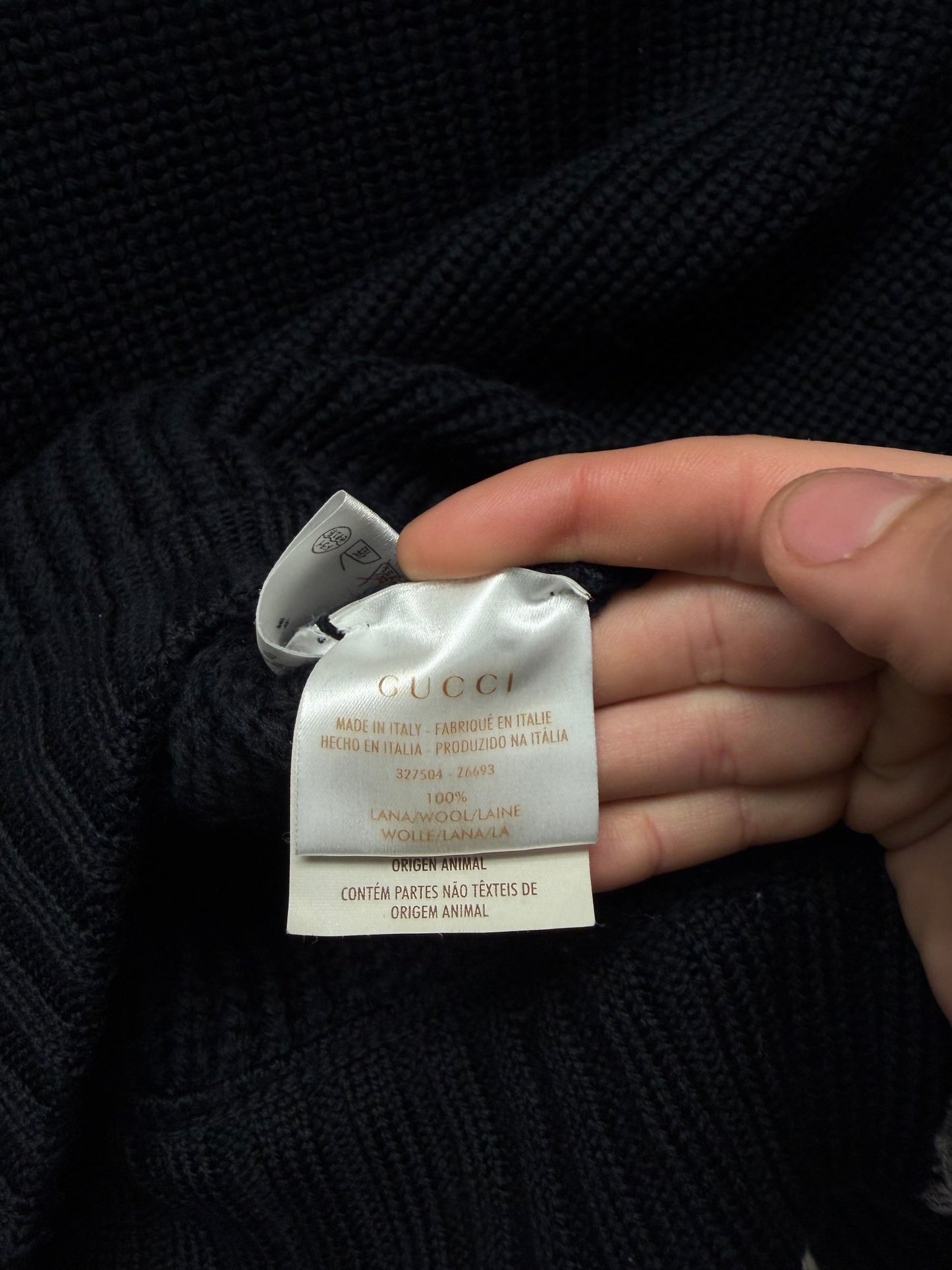 Vintage Gucci Genuine Bamboo Toggle Merino Wool Black Wool Knit Cardigan