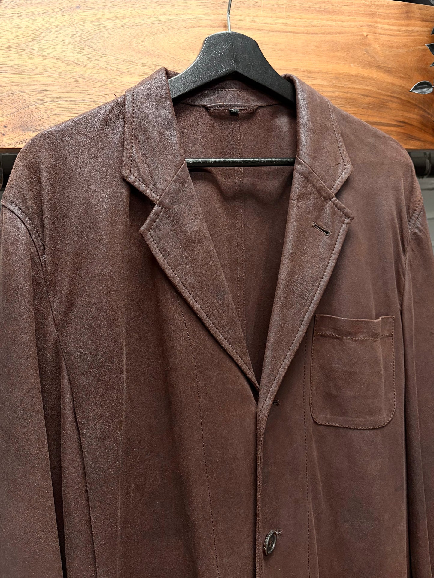 Vintage 90s Ann Demeulemeester Faded Brown Mens Leather Blazer