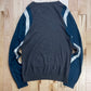 Roberto Cavalli Navy Blue/White V-Neck Colorblocked Sweater