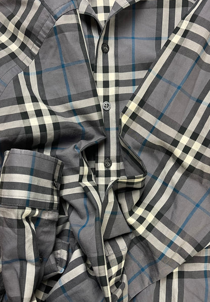 Burberry Nova Check Blue Plaid Button Down Shirt