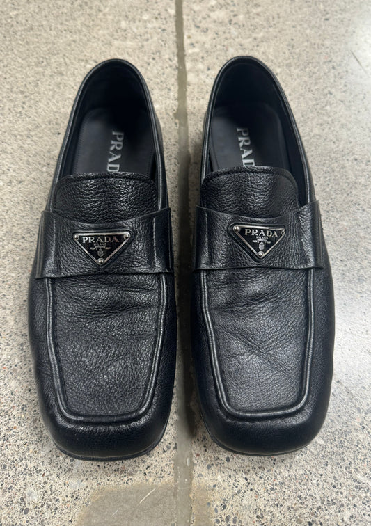 Prada Black Calfskin Leather Loafers