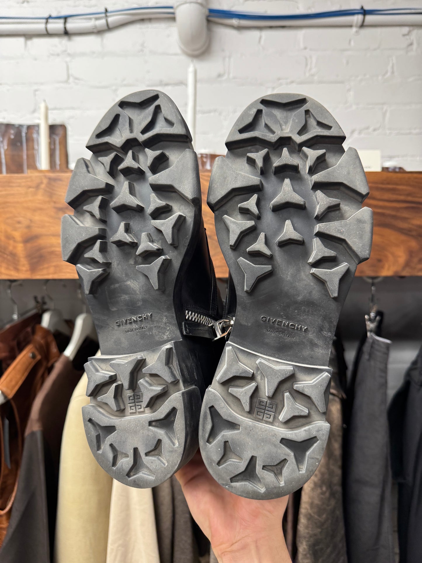 Givenchy ‘Terra’ Black Leather Buckle Combat Boots