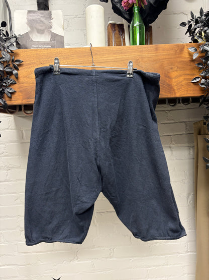 Kapital Navy Blue ‘Sailor’ Button Flap Cotton Cutoff Shorts