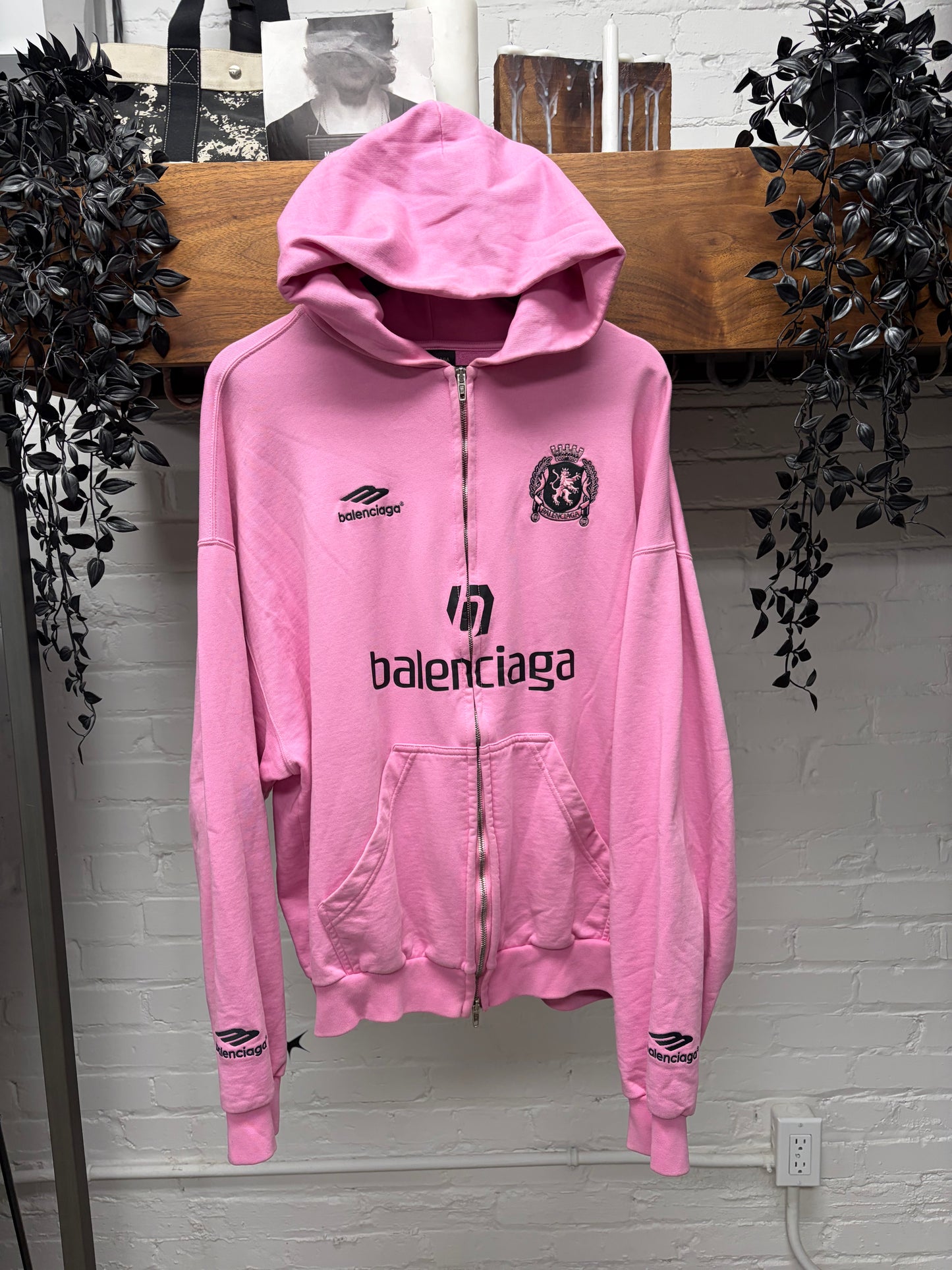 Balenciaga Paris Exclusive Pink ‘Soccer’ Zip Up Hoodie