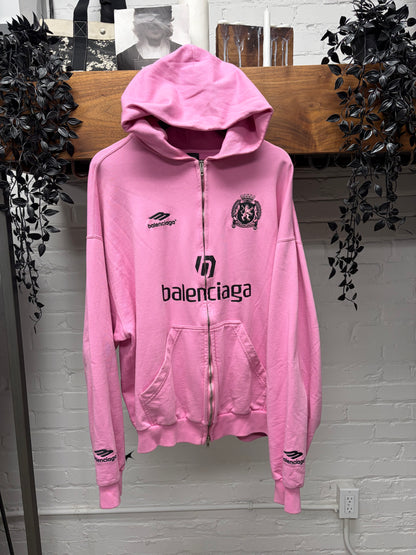 Balenciaga Paris Exclusive Pink ‘Soccer’ Zip Up Hoodie