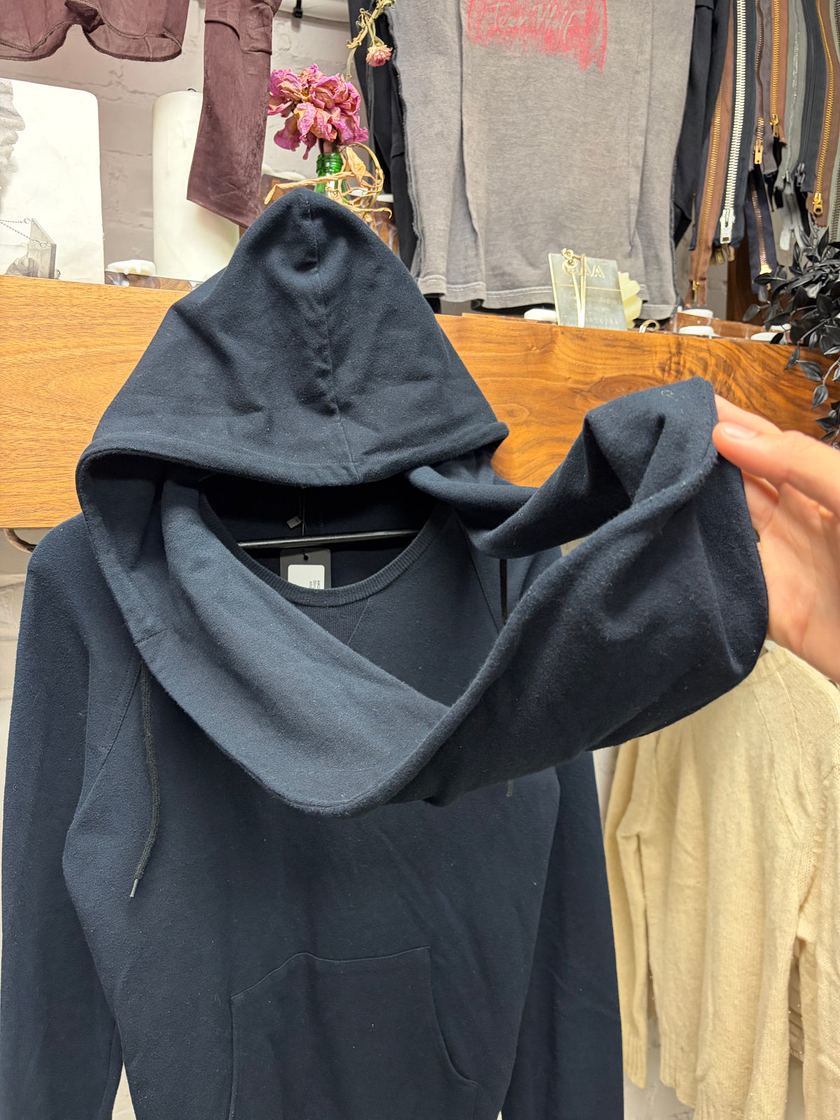 AW2005 Dior Homme by Hedi Slimane ‘In the Morning’ Scarf Attached Hooded Sweatshirt