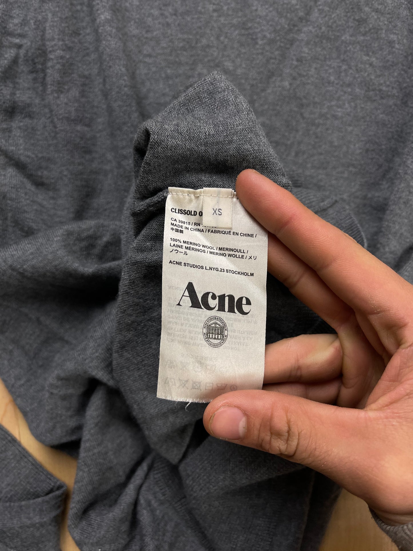 Acne Studios Merino Wool Dark Grey Sweater