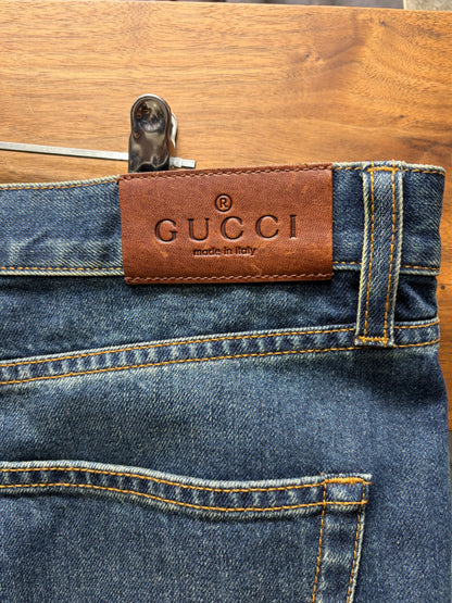 Gucci by Demna Gvasalia ‘Horsebit’ Raw Blue Flared Leg Denim