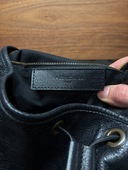 Balenciaga Black Grained Calfskin Leather ‘Classic Traveller’ City Backpack