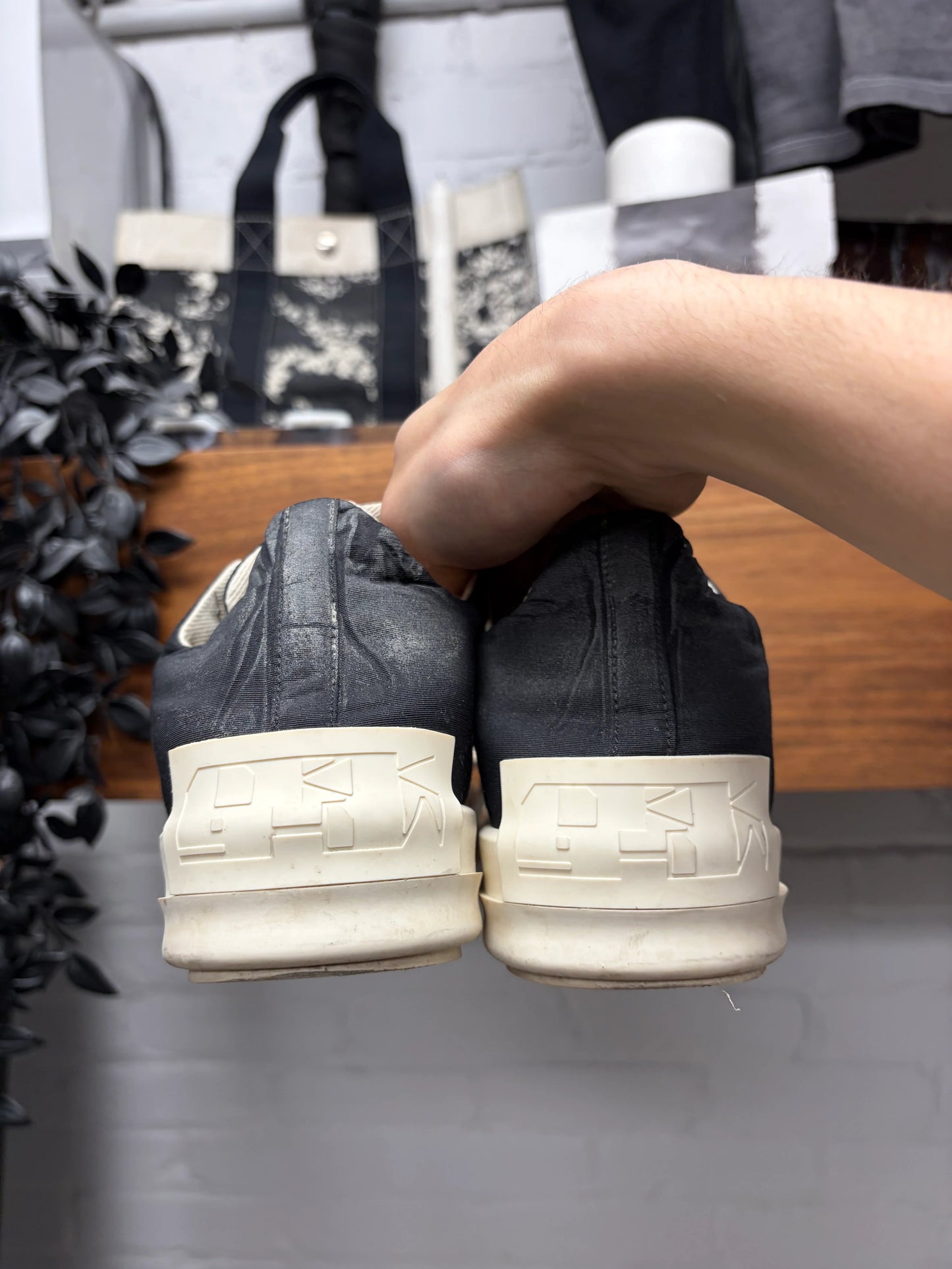 AW2022 Rick Owens Black/Milk DRKSHDW ‘Ramones’ Low Top Sneakers