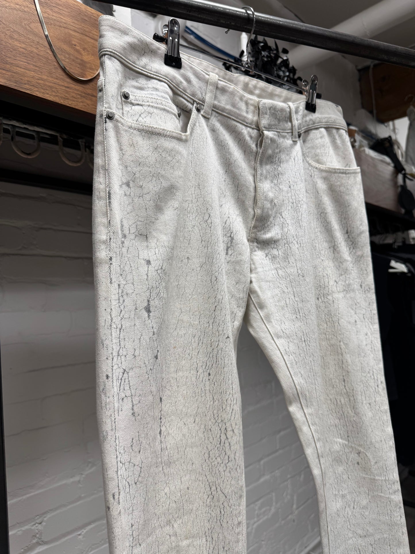 2014 Balenciaga ‘Paint Cracked’ White Skinny Jeans