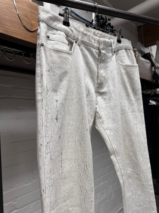 2014 Balenciaga ‘Paint Cracked’ White Skinny Jeans
