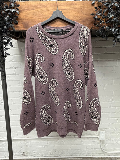 AW2004 Raf Simons ‘Waves’ Purple Paisley Knit Sweater