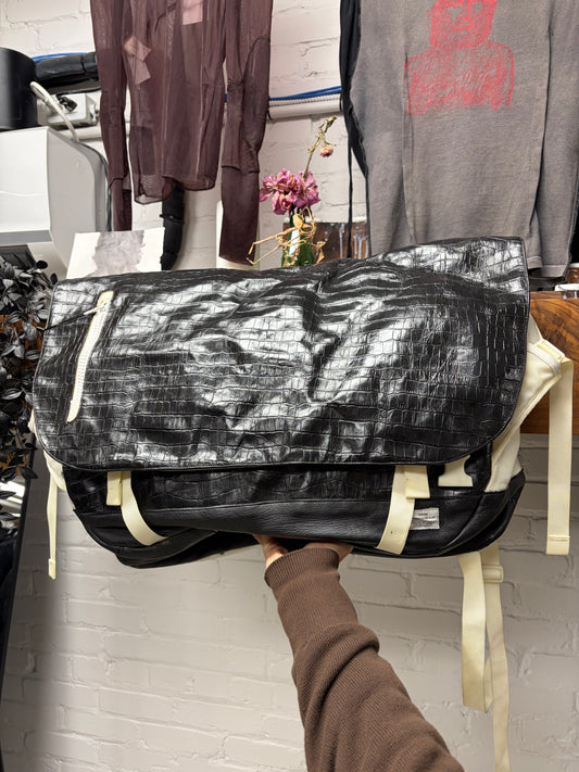 AW2007 Undercover x Visvim ‘E-Cat 23L’ Ballistic Black Deerskin Leather Jumbo Messenger Bag