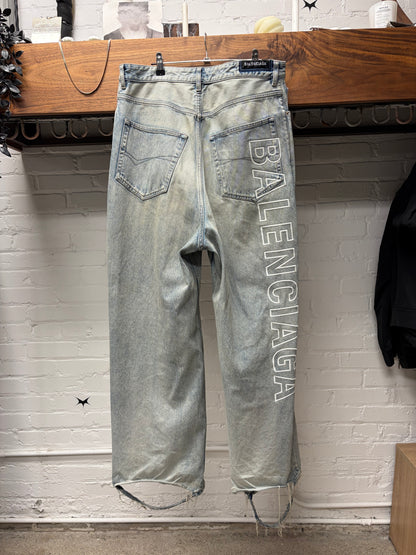 SS2024 Balenciaga ‘Outline’ Washed Blue Baggy Denim