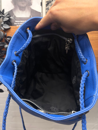 Chrome Hearts ‘Dirty Knees’ Chiffon Blue Woven Leather Dagger Bucket Bag