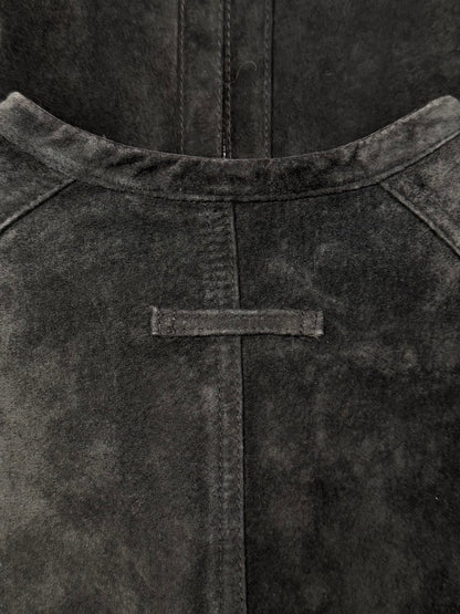 Vintage 90s Jean Paul Gaultier Black Suede Moto-Jacket