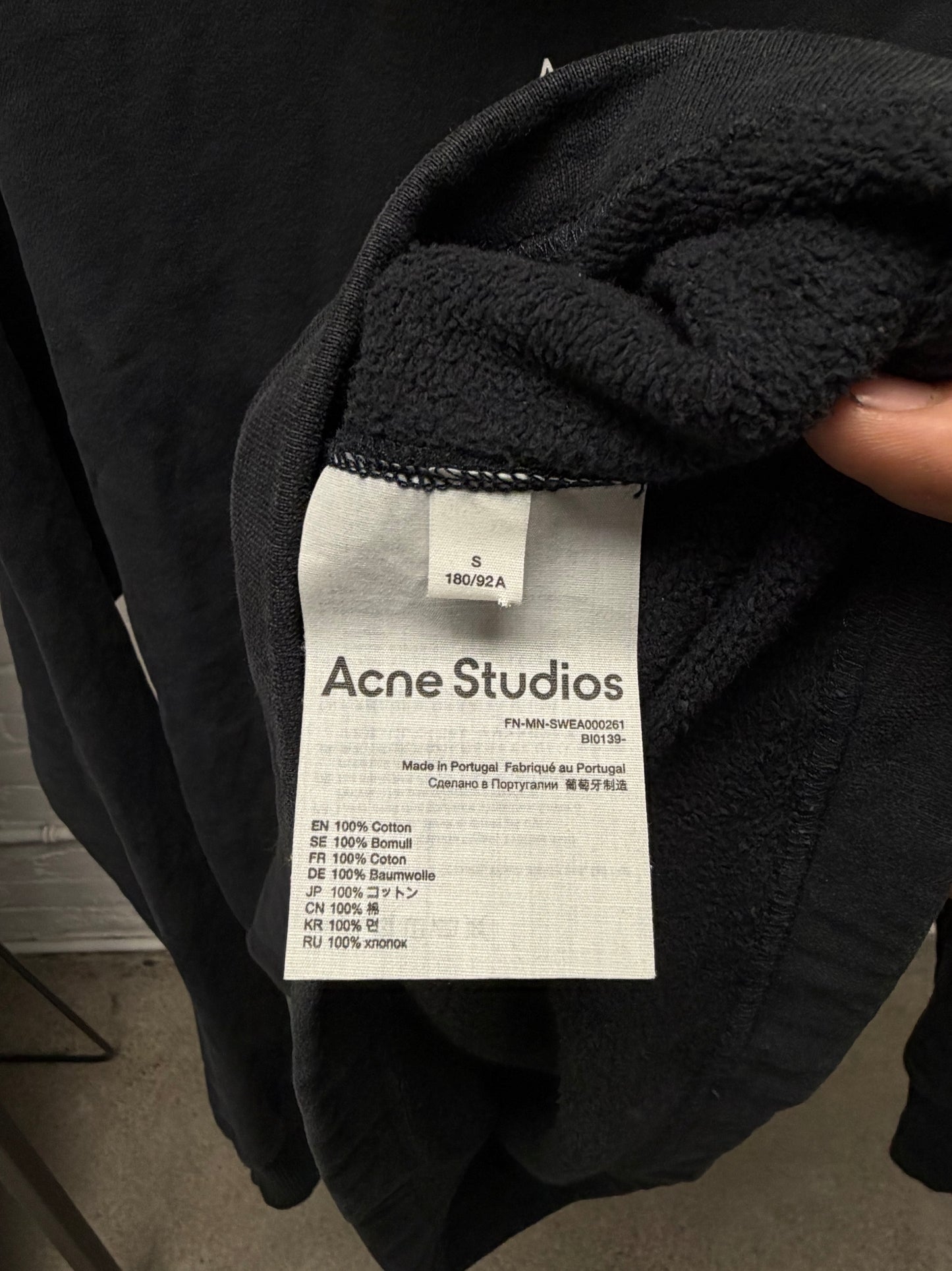 Acne Studios ‘Basic Logo’ Black Oversized Cotton Hoodie