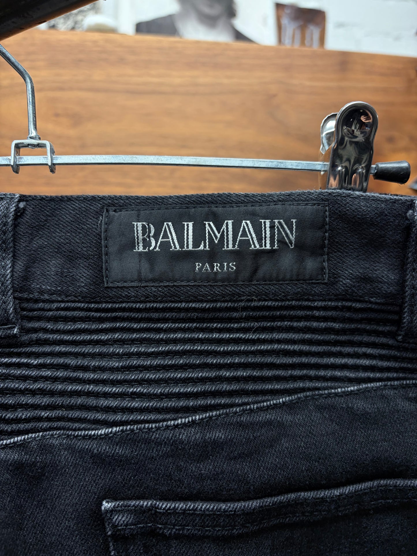 Balmain Classic Black Biker Skinny Jeans