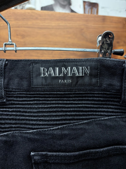 Balmain Classic Black Biker Skinny Jeans