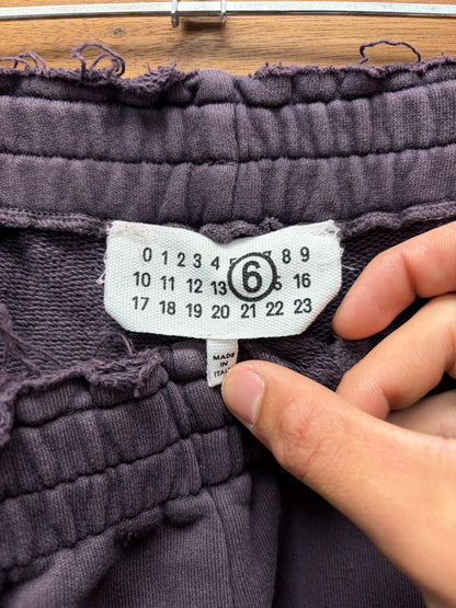 2024 Maison Margiela Distress/Repaired Dark Purple Wide Leg Sweatpants
