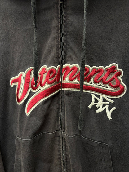 SS2018 Vetements ‘Baseball Logo’ Black/Red Embroidered Zip-Up Hoodie