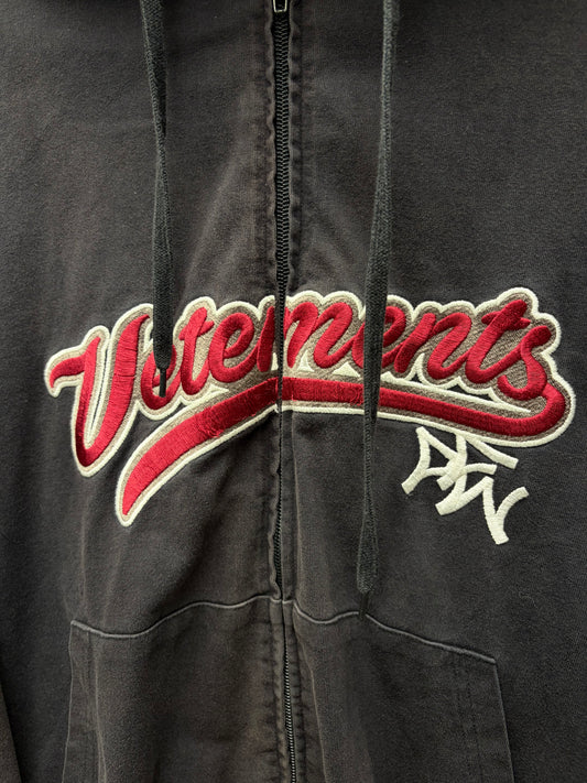 SS2018 Vetements ‘Baseball Logo’ Black/Red Embroidered Zip-Up Hoodie