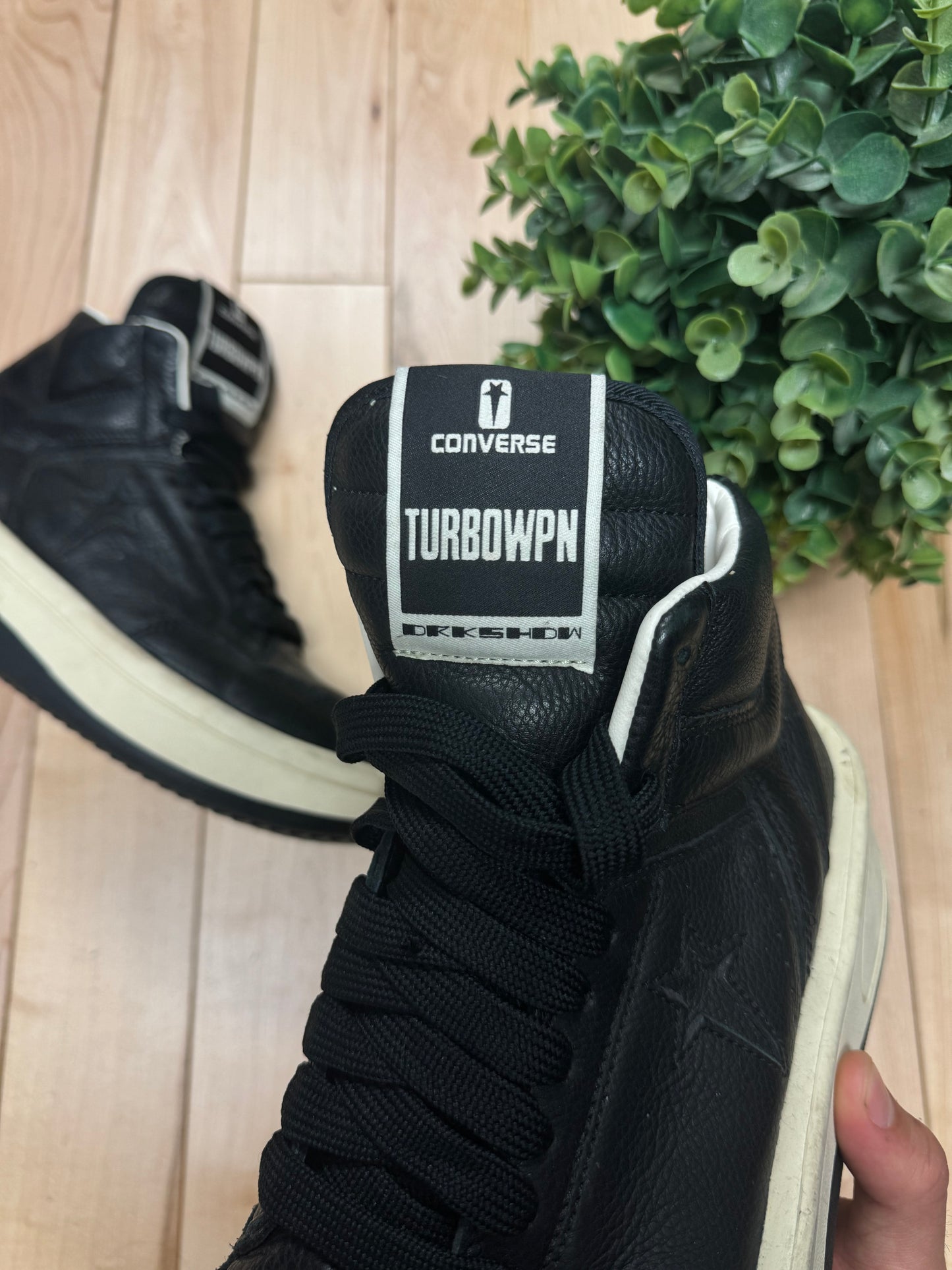 Rick Owens ‘TurboPWN’ Black Leather High Top Sneakers