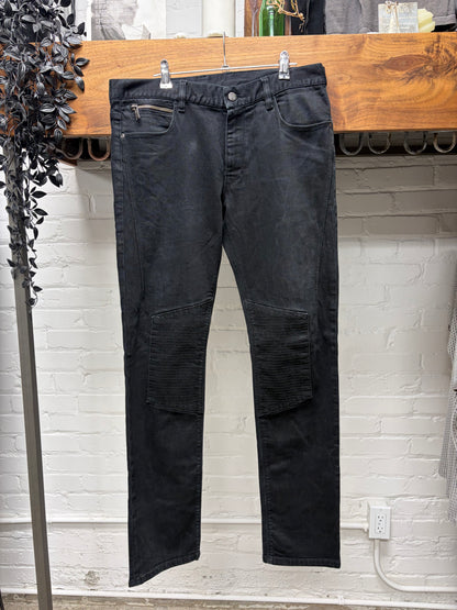 2000s Versace ‘Moto Knee’ Black Skinny Biker Jeans