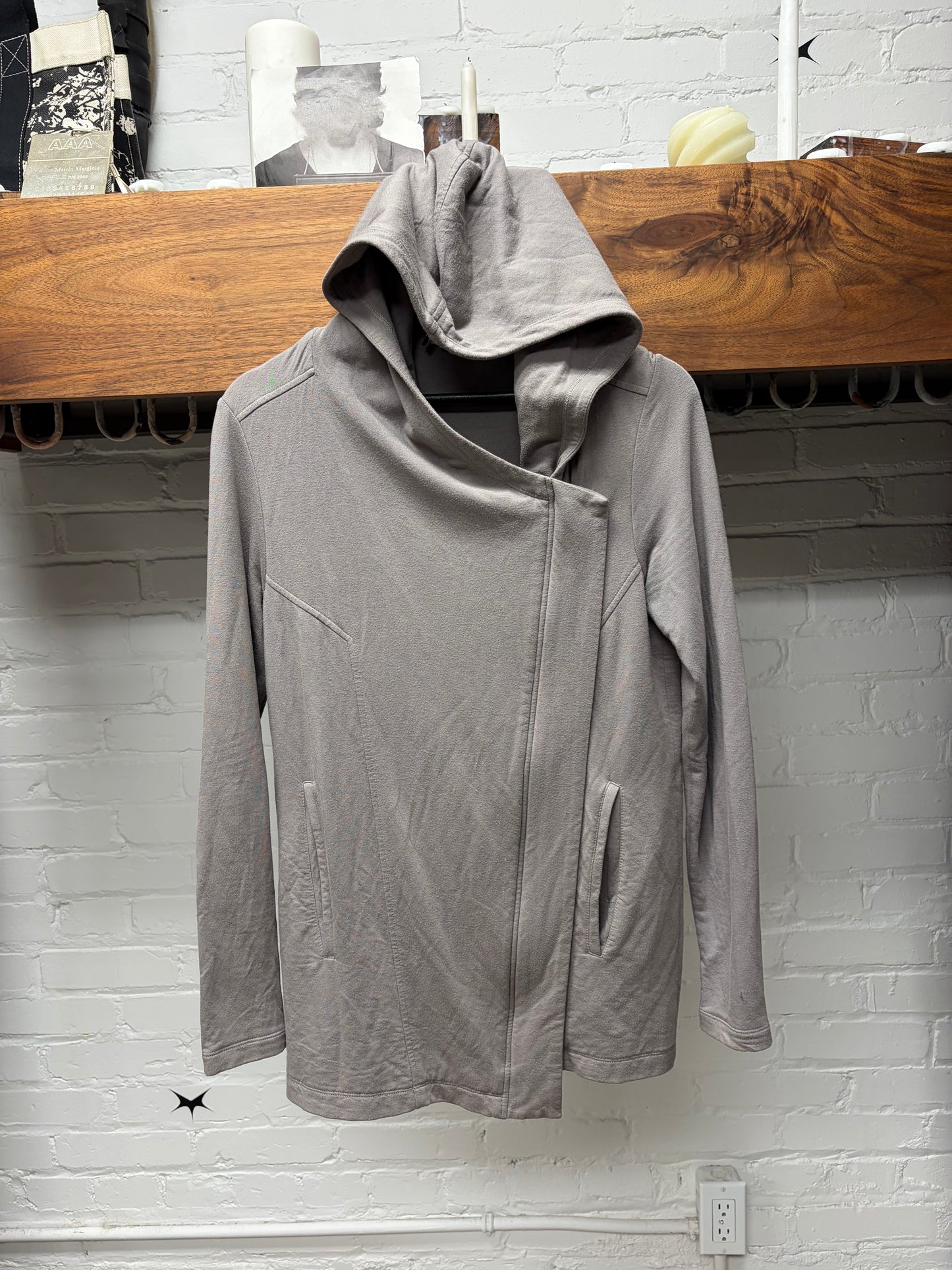 Helmut Lang Brown Asymmetric Zip-Up Hoodie
