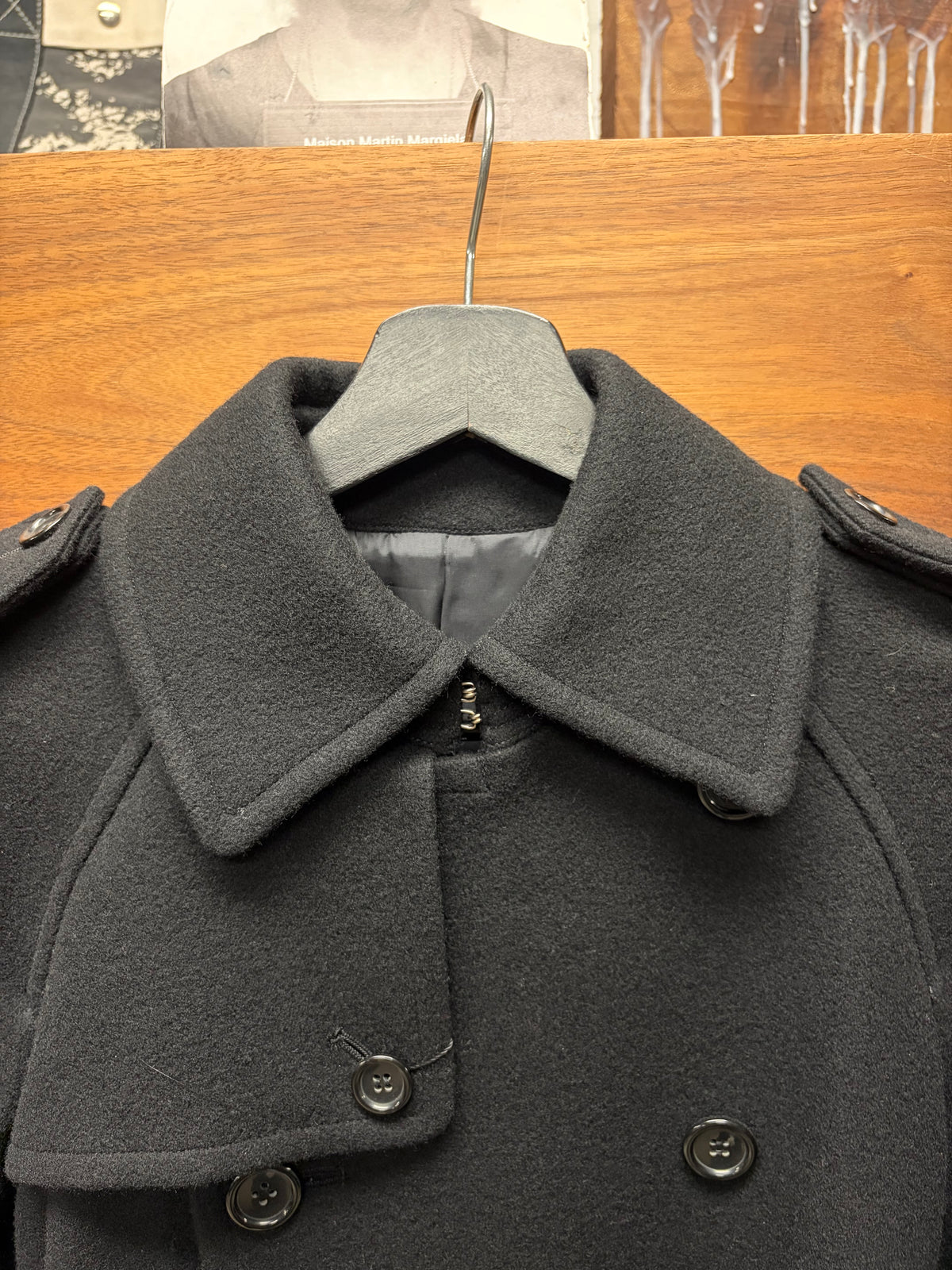 Comme Des Garçons Homme Belted Wool Double Breasted Trench Coat