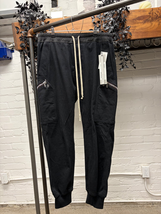 AW2020 Rick Owens ‘Performa’ Black Cotton Cargo Joggers