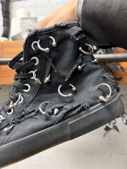 Balenciaga ‘Piercing’ Paris Black Canvas High Top Sneakers