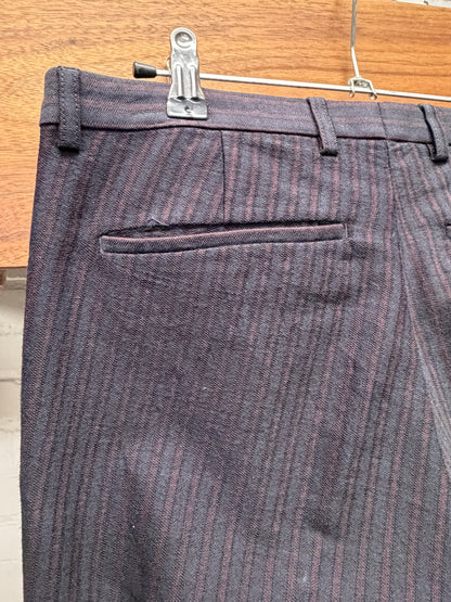 Dries Van Noten Pinstripe Pleated Slim Cut Trousers
