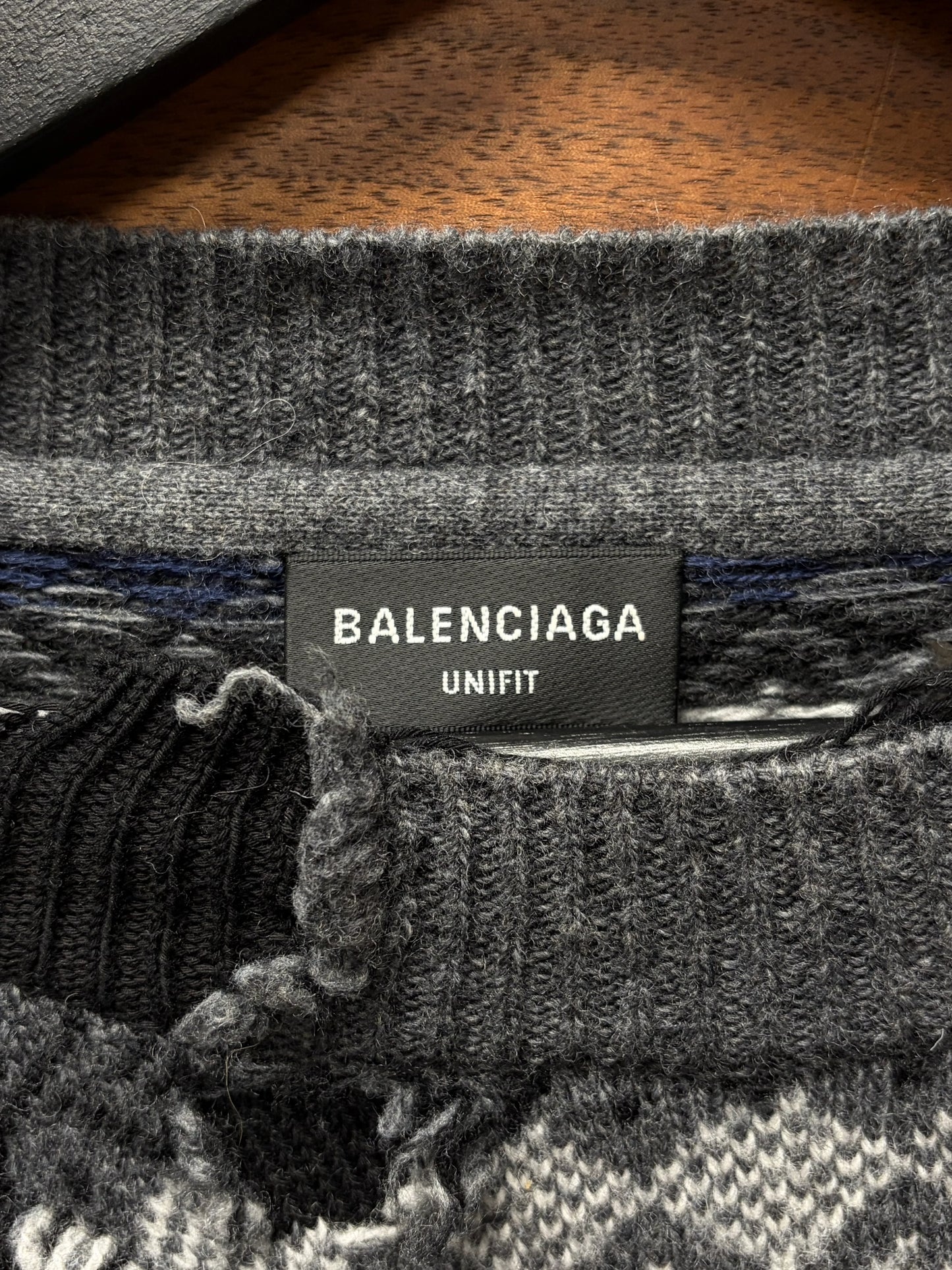 AW2021 Balenciaga ‘Fair Isle’ Distressed Knit Sweater