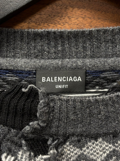 AW2021 Balenciaga ‘Fair Isle’ Distressed Knit Sweater
