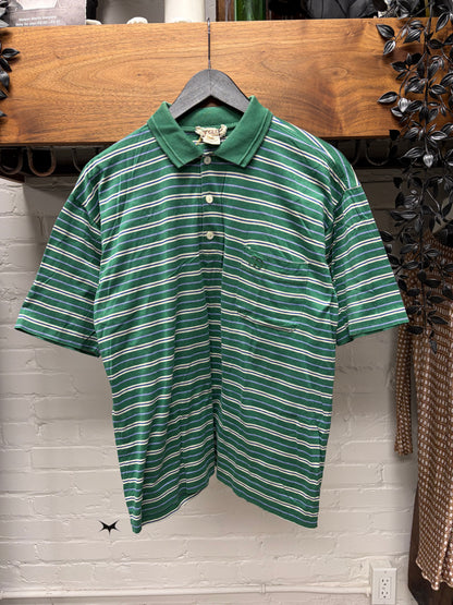 Vintage 1980’s Striped Green ‘GG Embroidered Logo’ Polo